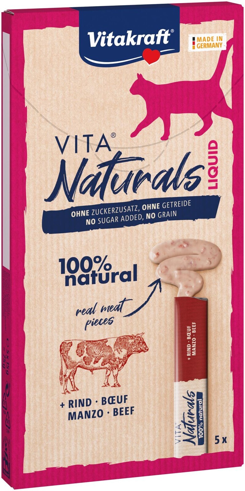 Vitakraft Vita Naturals Liquid-Snack hovädzie - 5 x 15 g