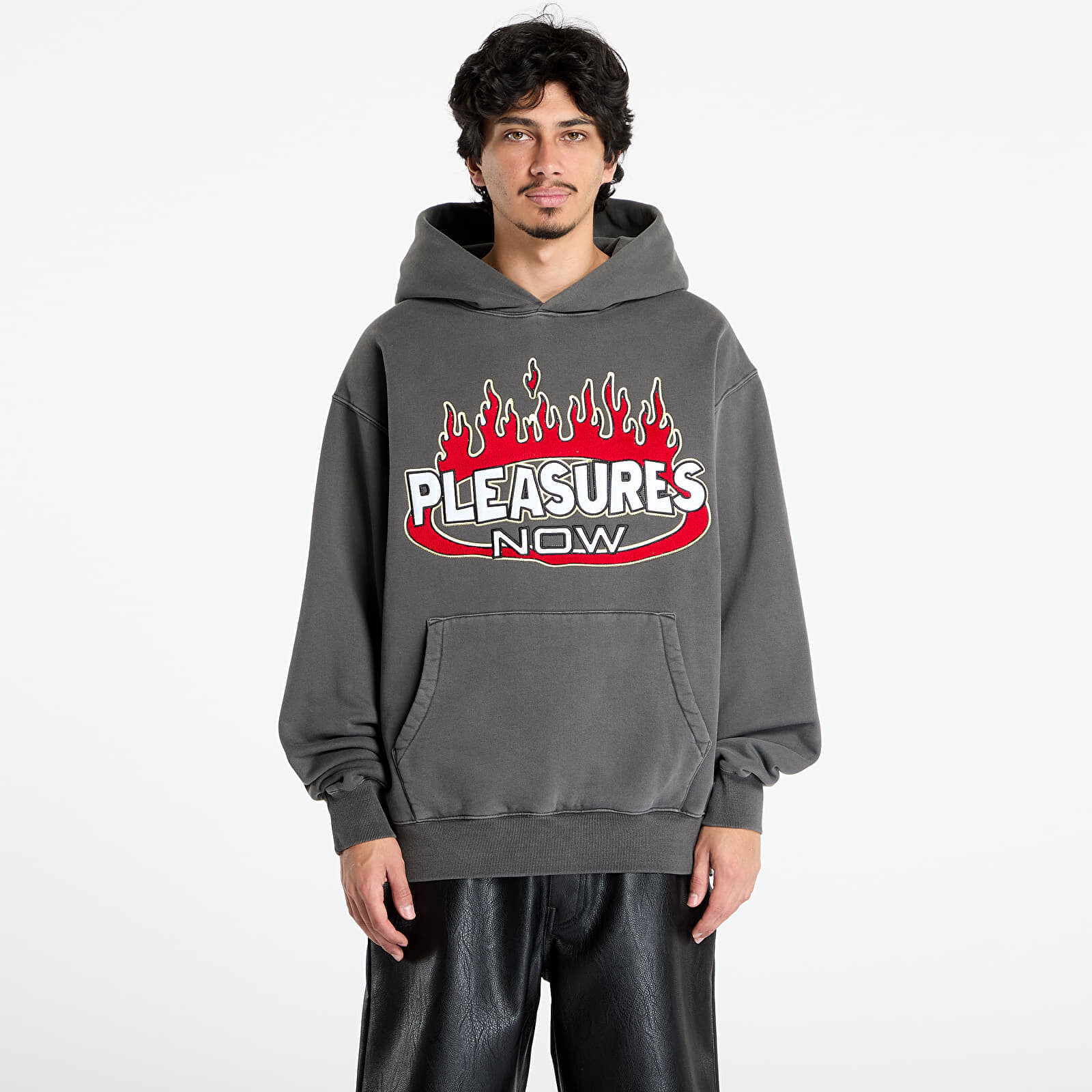 Mikina PLEASURES Flame Hoodie Faded Black S