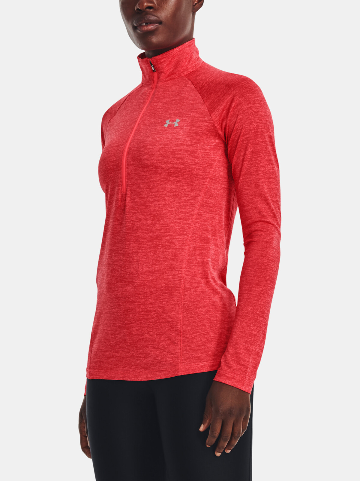 Červené športové tričko Under Armour Tech 1/2 Zip - Twist