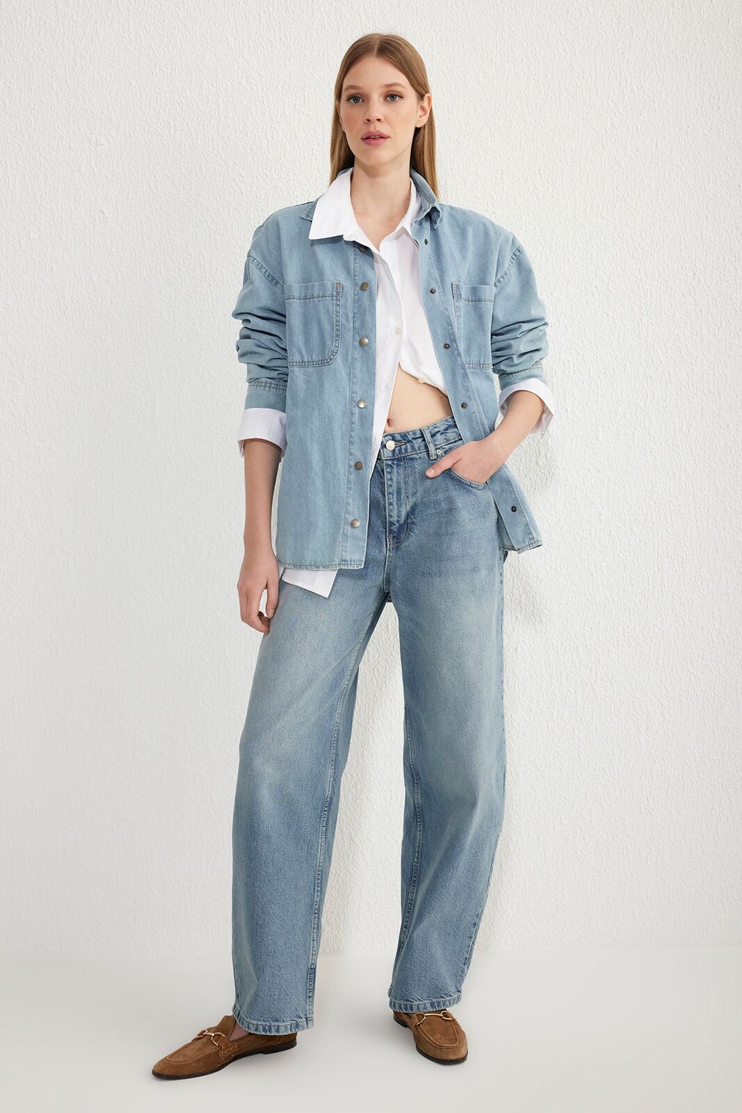 Trendyol Blue Premium High Waist Barrel Baggy Jeans