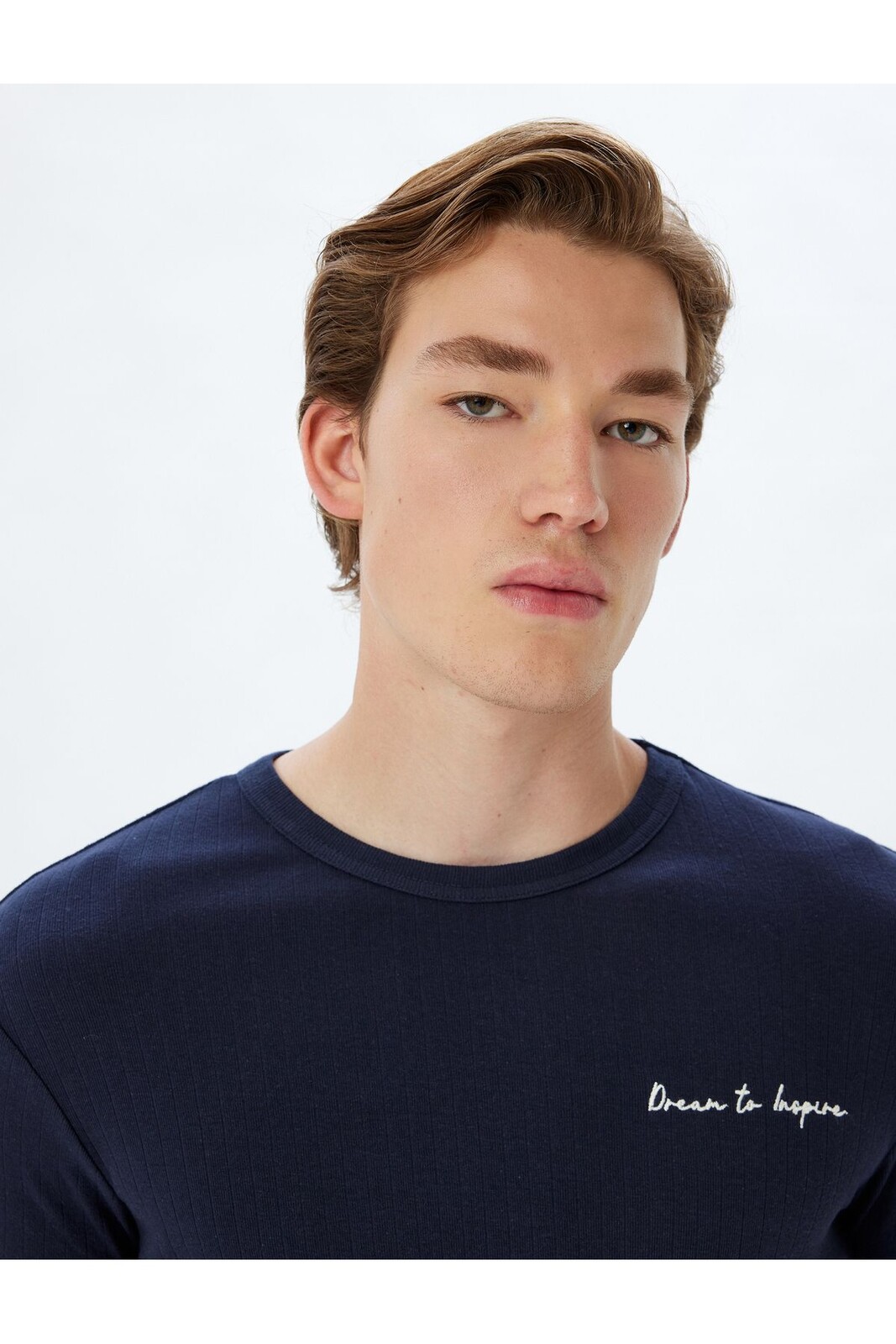 Koton Slogan Print Cotton Crew Neck Short Sleeve Slim Fit T-Shirt