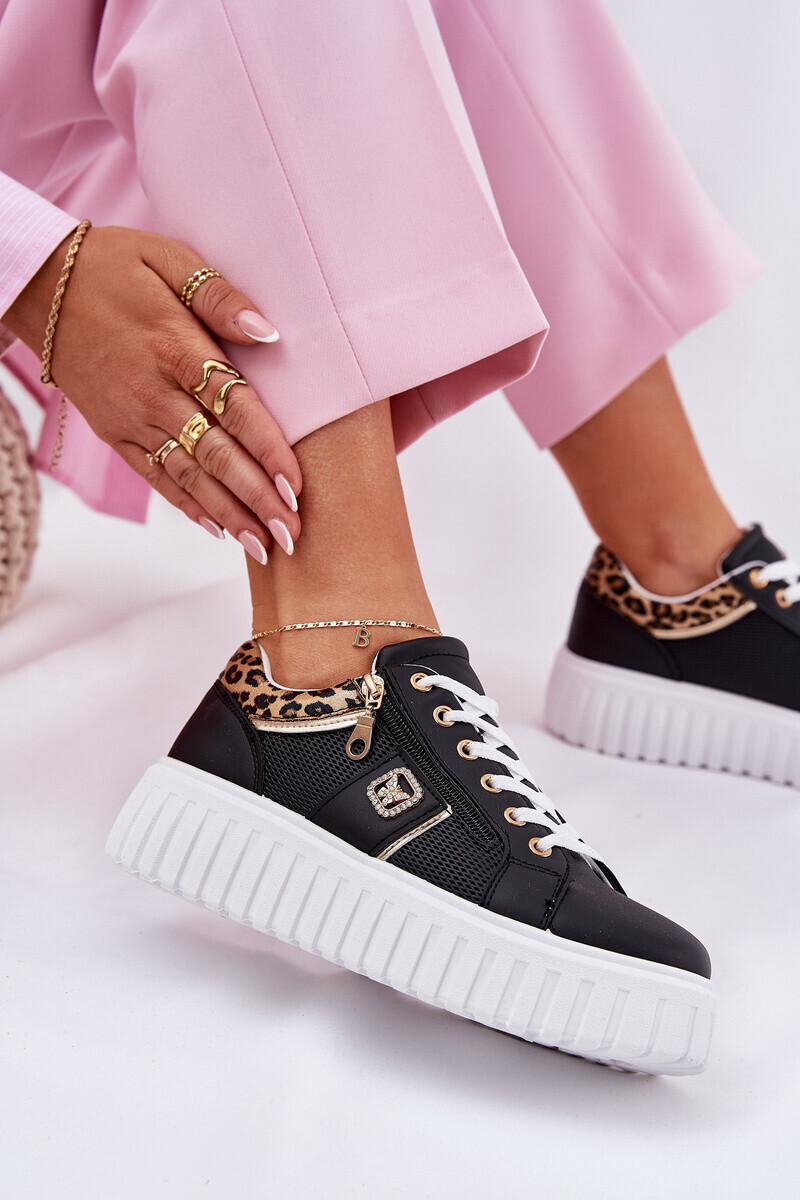 Boto Dámske Športové Topánky Na Platforme Z Eko Kože Párnica Čierne Velionna