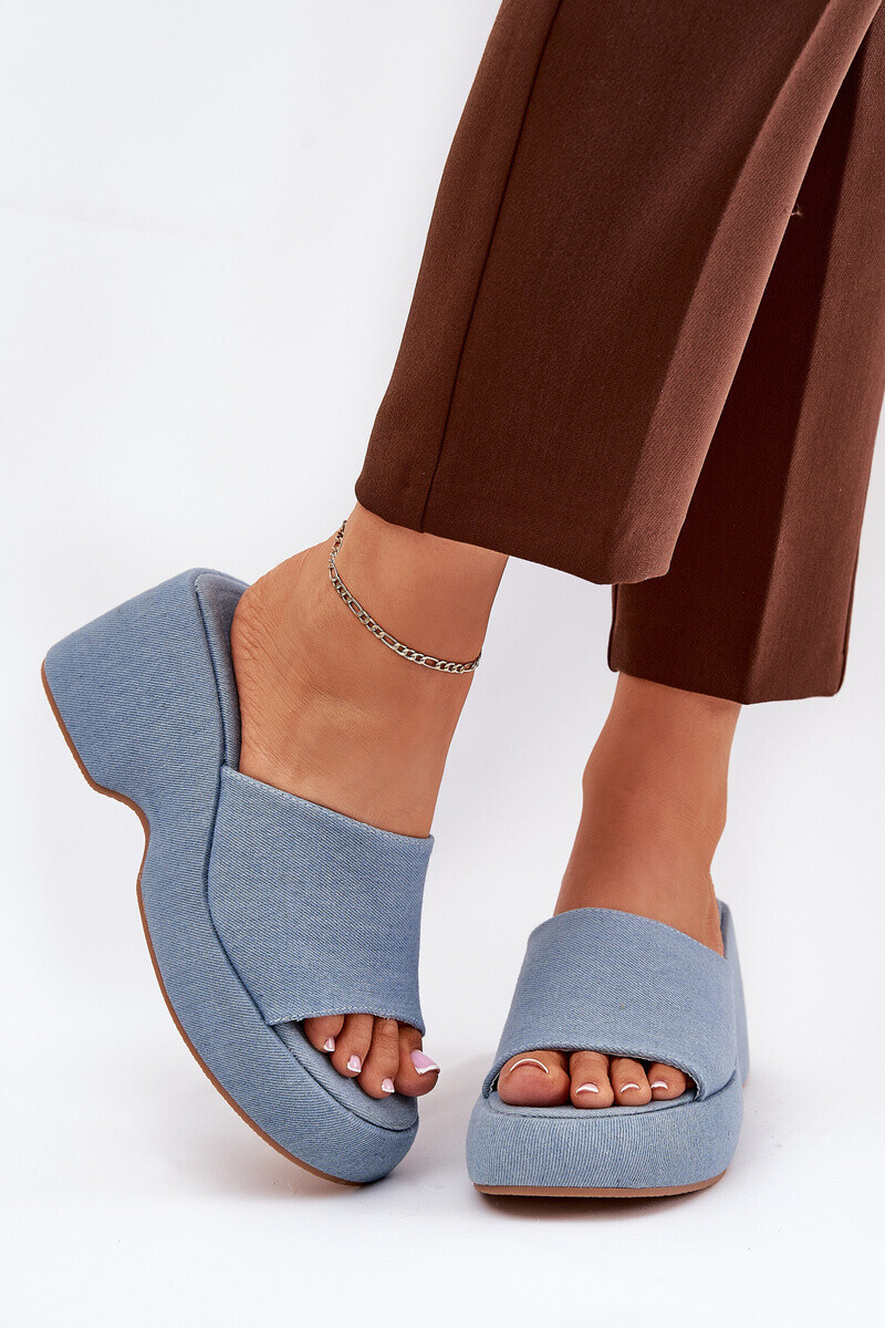 Boto Textilné Dámske Šľapky Na Platforme A Klinu Džínové Afisal