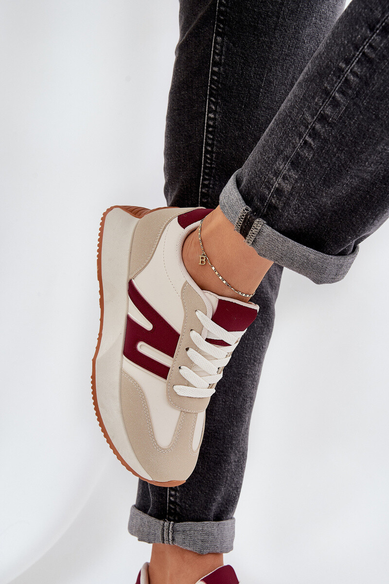 Boto Dámske Športové Topánky Na Platforme Béžovo-Červené Emidi