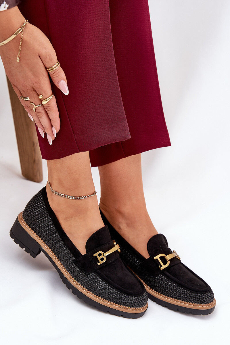 Boto Dámske Mokasíny S Pletením A Zlatým Detaile Čierne Seffolia