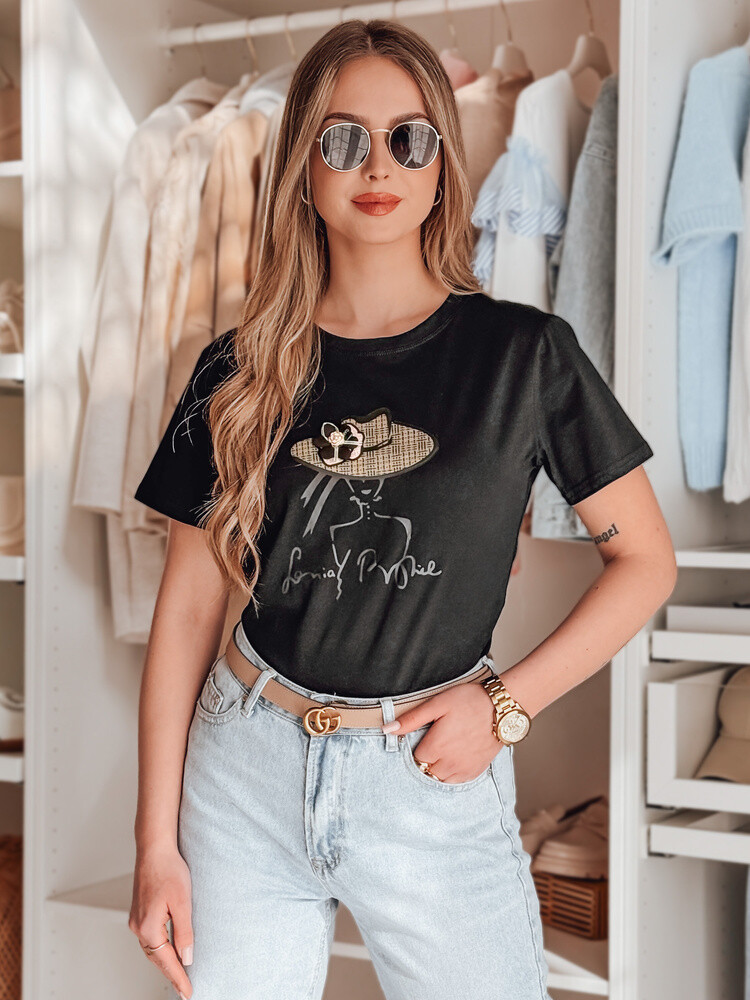 T-shirt damski z nadrukiem WOMANPOW czarny Dstreet