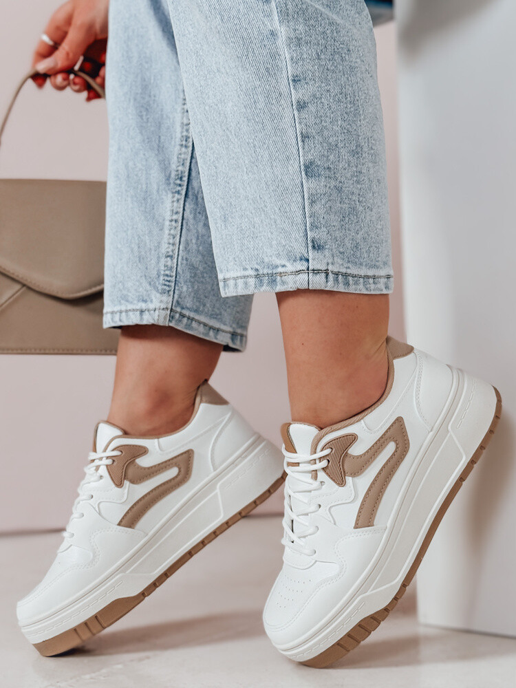 Sneakersy damskie na platformie BEIMEI białe Dstreet