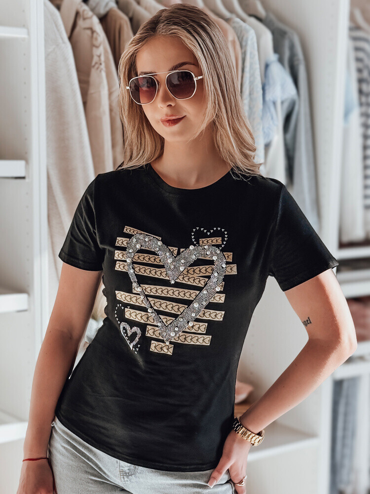 T-shirt damskie w serca MARISS czarny Dstreet