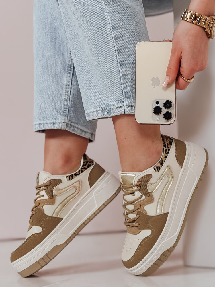 Sneakersy damskie na platformie BEIMEI beżowe Dstreet