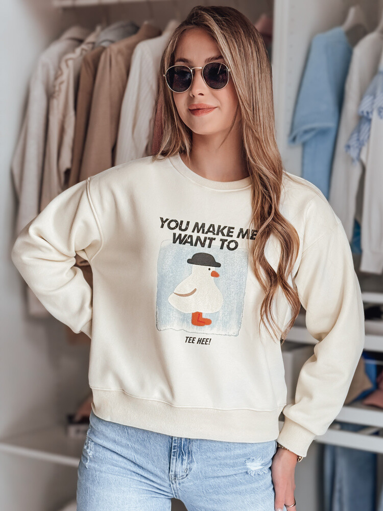 Bluza damska oversize z nadrukiem GOOSHY ecru Dstreet