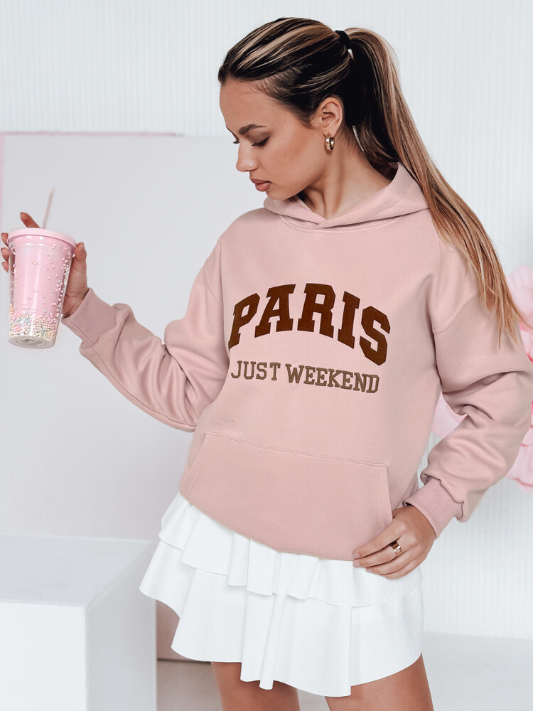 Bluza damska oversize z kapturem PARISSIA różowa Dstreet