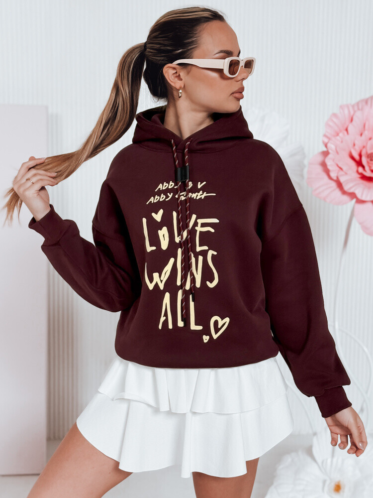 Bluza damska oversize z kapturem LOVEWILL bordowa Dstreet