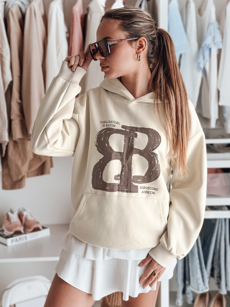 Bluza damska oversize z kapturem LITESSO beżowa Dstreet
