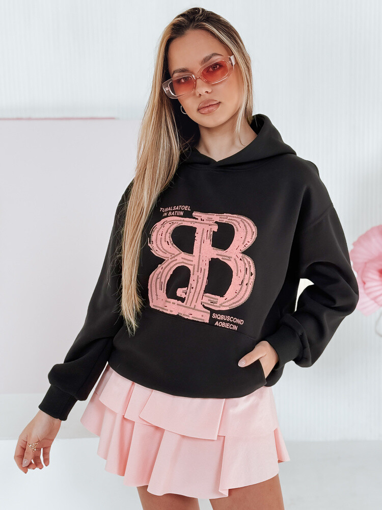 Bluza damska oversize z kapturem LITESSO czarna Dstreet