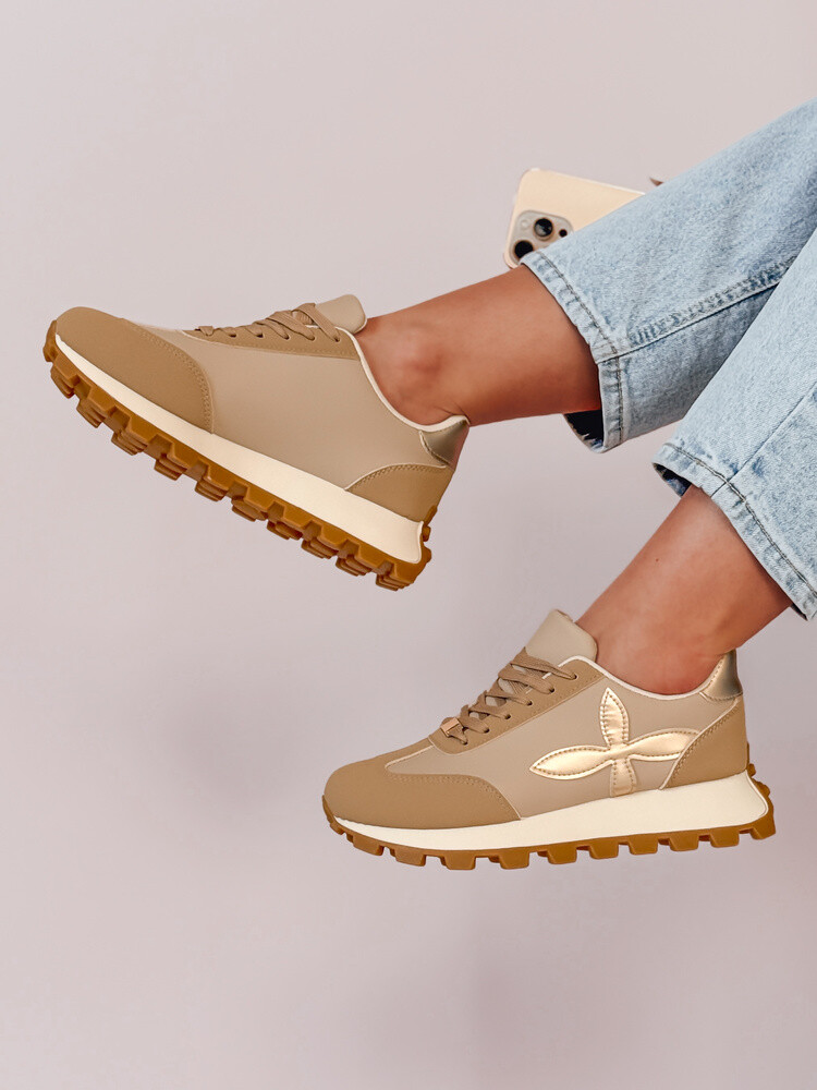 Sportowe sneakersy damskie FLEXIMOT beżowe Dstreet