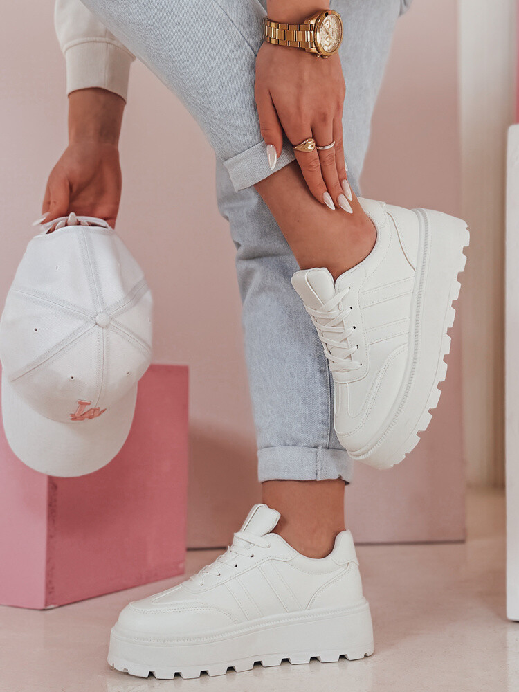 Sneakersy damskie na platformie PLATIFORM białe Dstreet