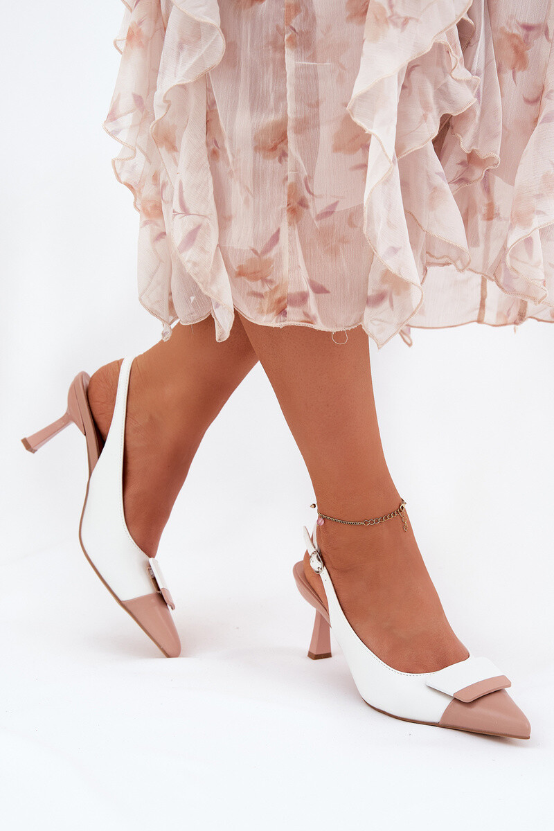 Boto Elegantné Lodičky S Dekoráciou Eko Koža Biele Ottoles