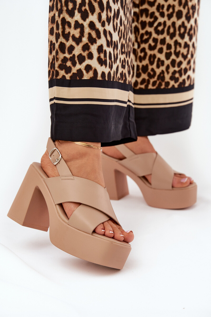 Boto Dámske Sandále Na Opätku A Platforme Z Eko Kože Khaki Annavin