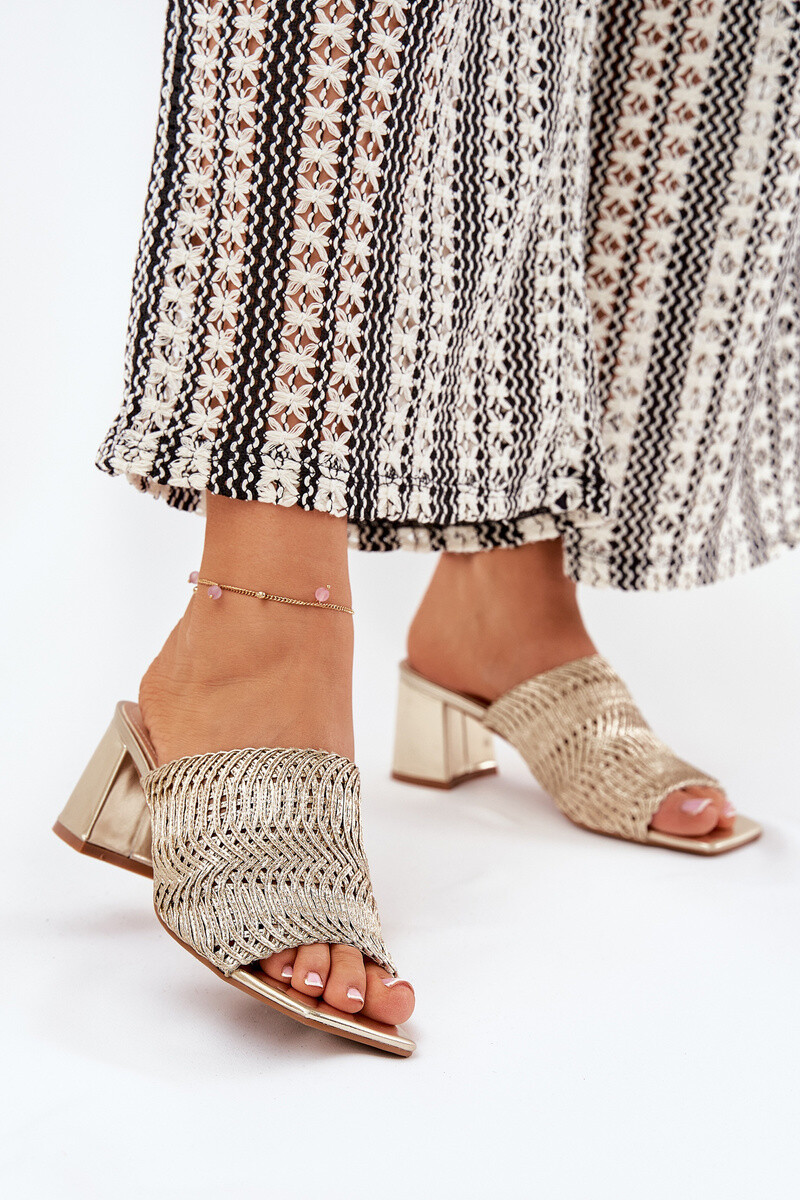 Boto Dámske Šľapky S Pletením Na Opätku Zlate Ciariloria