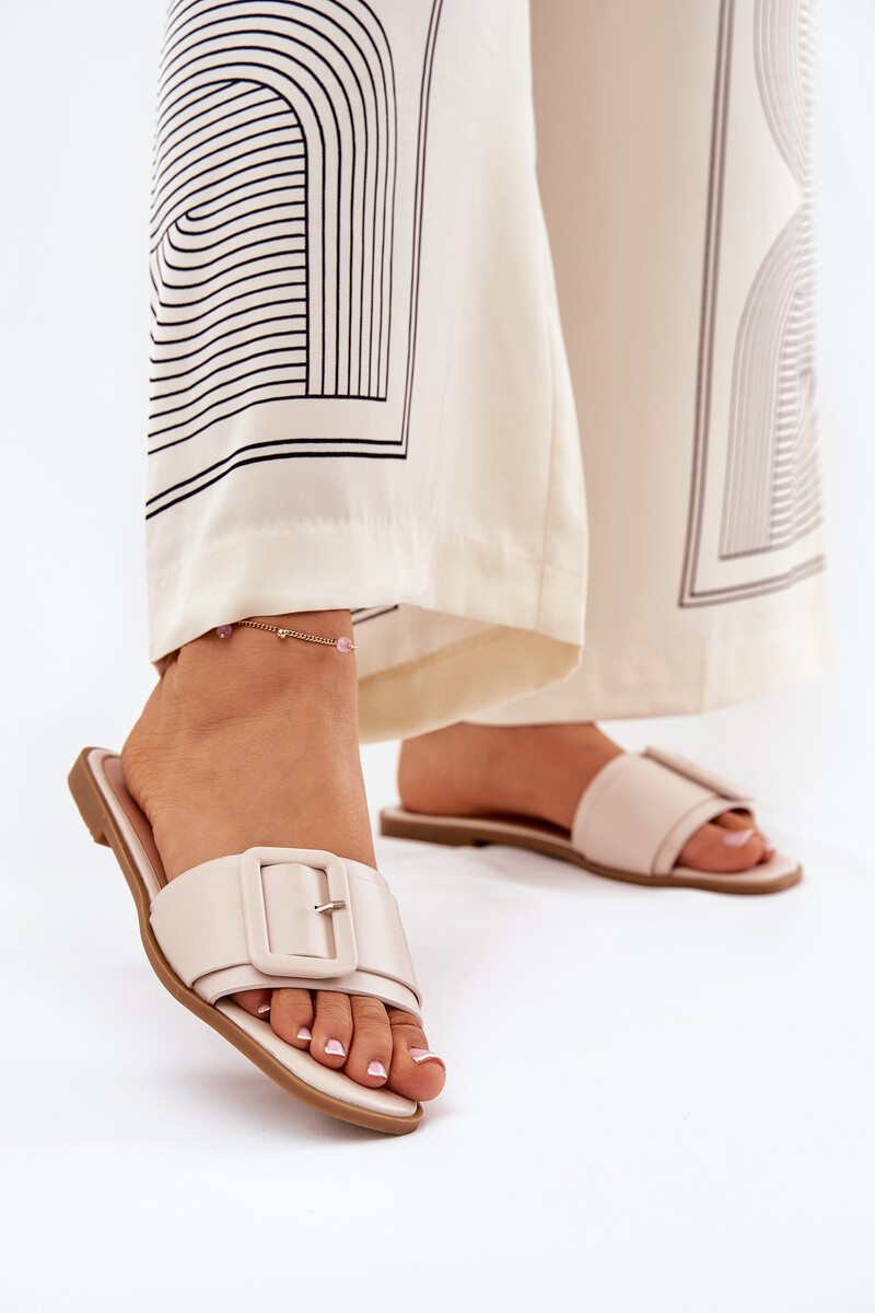 Boto Ploché Dámske Eko Kožené Sandále S Prackou Béžové Bamma