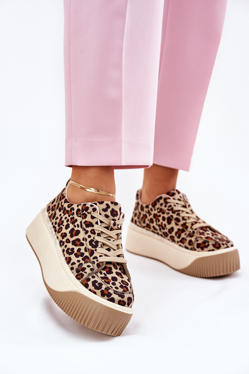 Boto Tenisky Na Masívnej Platforme Hladké Béžové Tirvanis