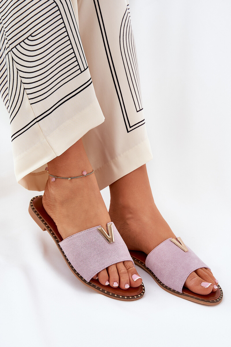 Boto Dámske Sandále Na Plochosť S Ozdobnými Detailmi Fialové Saliena