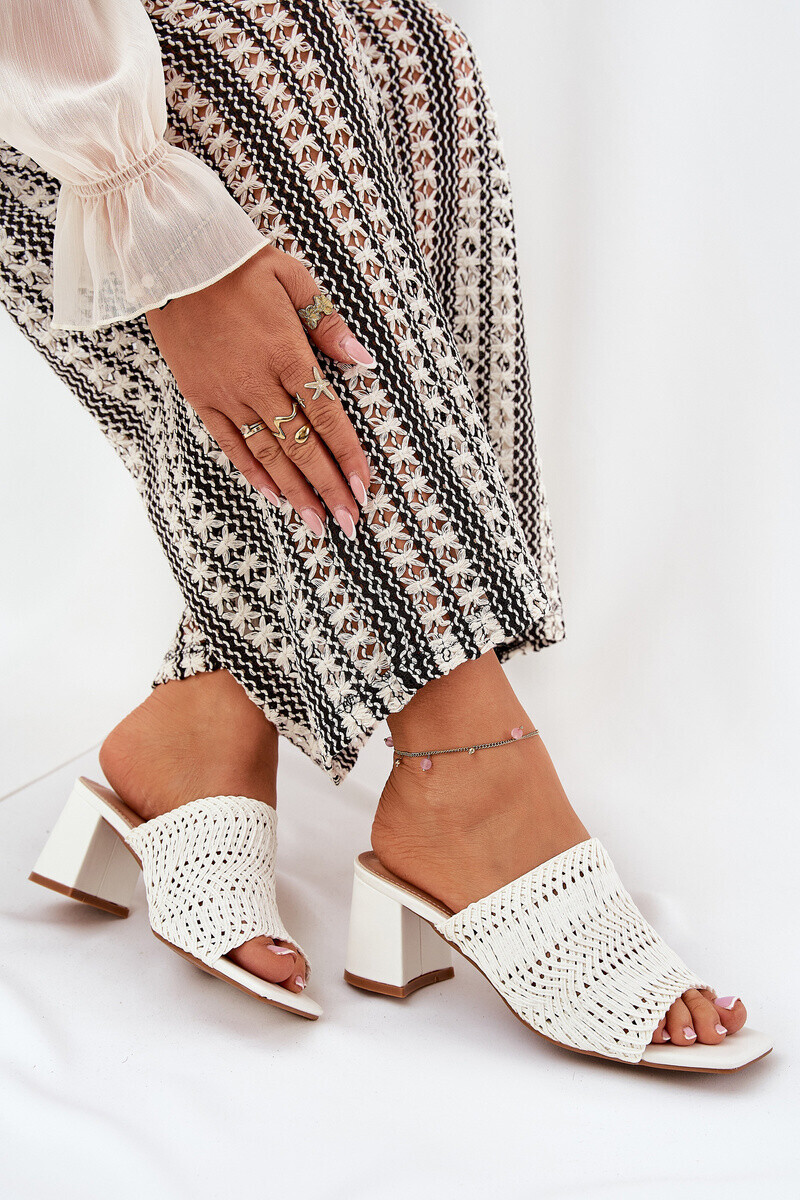 Boto Dámske Šľapky S Pletením Na Opätku Biele Ciariloria