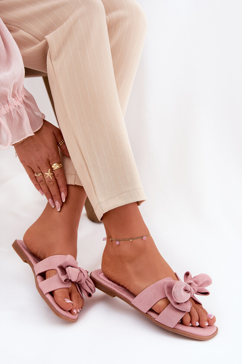 Boto Ploché Dámske Šľapky S Mašľou Ružové Tobin