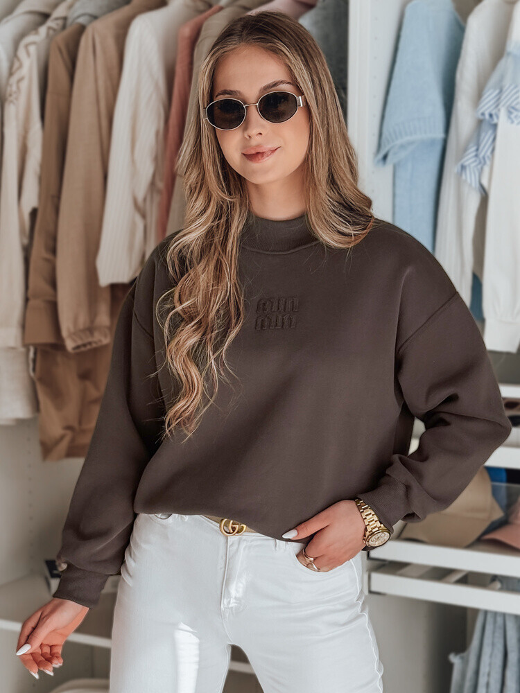 Bluza damska oversize z naszywką LOVASON mokka Dstreet
