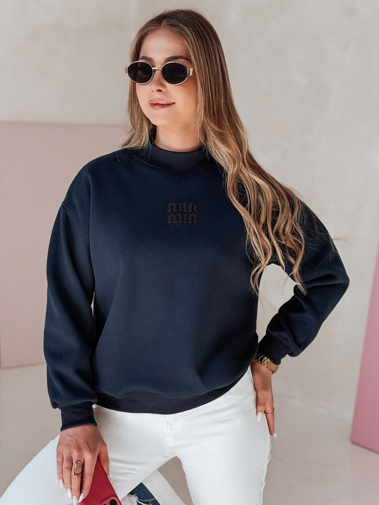 Bluza damska oversize z naszywką LOVASON granatowa Dstreet