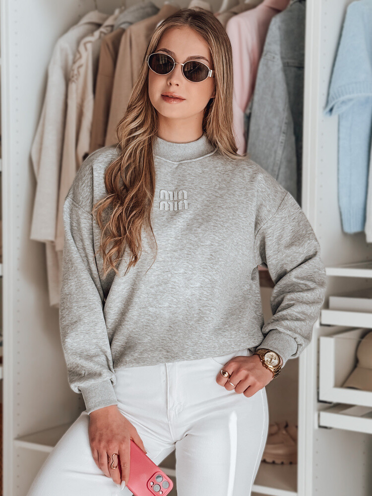 Bluza damska oversize z naszywką LOVASON szara Dstreet