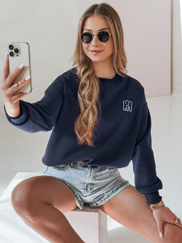 Bluza damska oversize z haftem SOFTSLON granatowa Dstreet