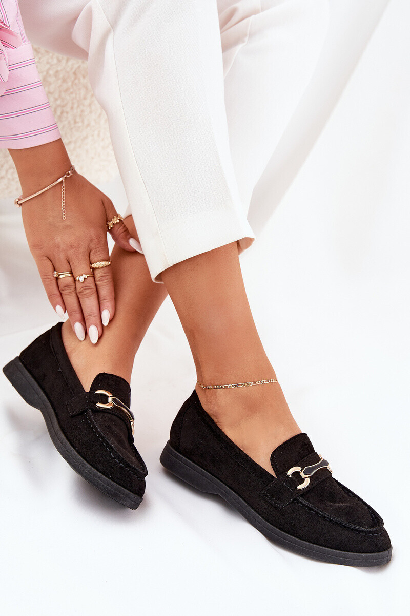 Boto Dámske Mokasíny So Zlatým Detailom Čierne Labirae