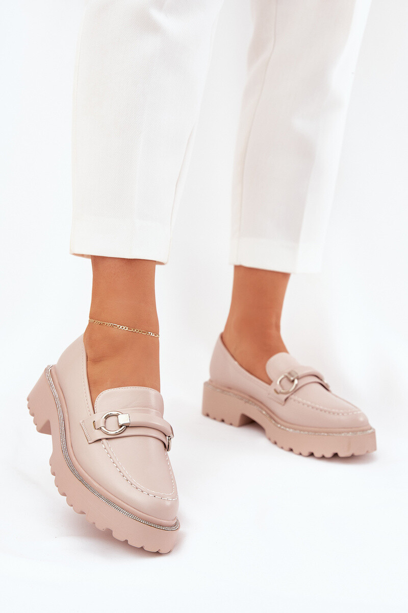 Boto Dámske Mokasíny Ozdobené Zirkónmi Béžové Patina