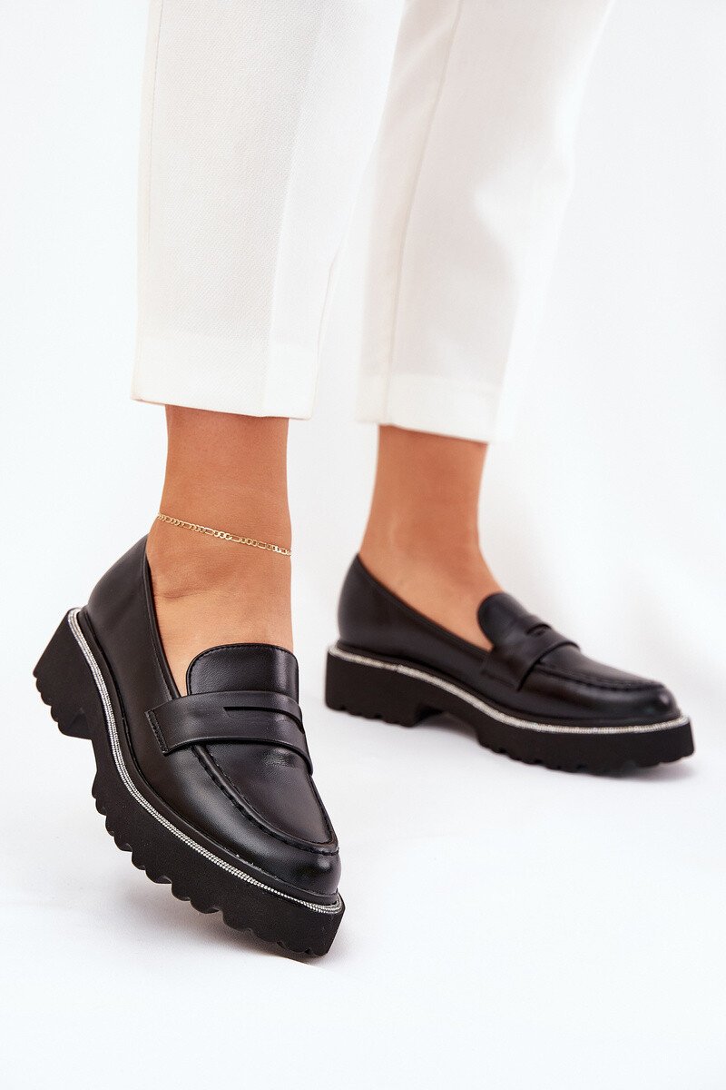 Boto Dámske Mokasíny Eko Koža S Cirkóniami Čierne Wilamla