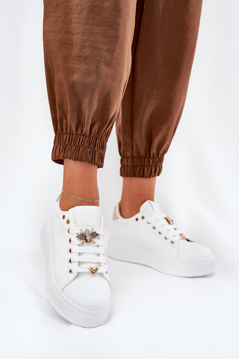 Boto Dámske Sneakersy Na Platforme S Klipmi Biele Ilanina