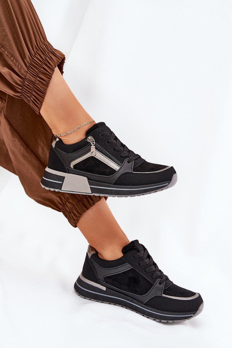 Boto Dámske Športové Topánky S Zipsom Na Platforme Čierne Larys