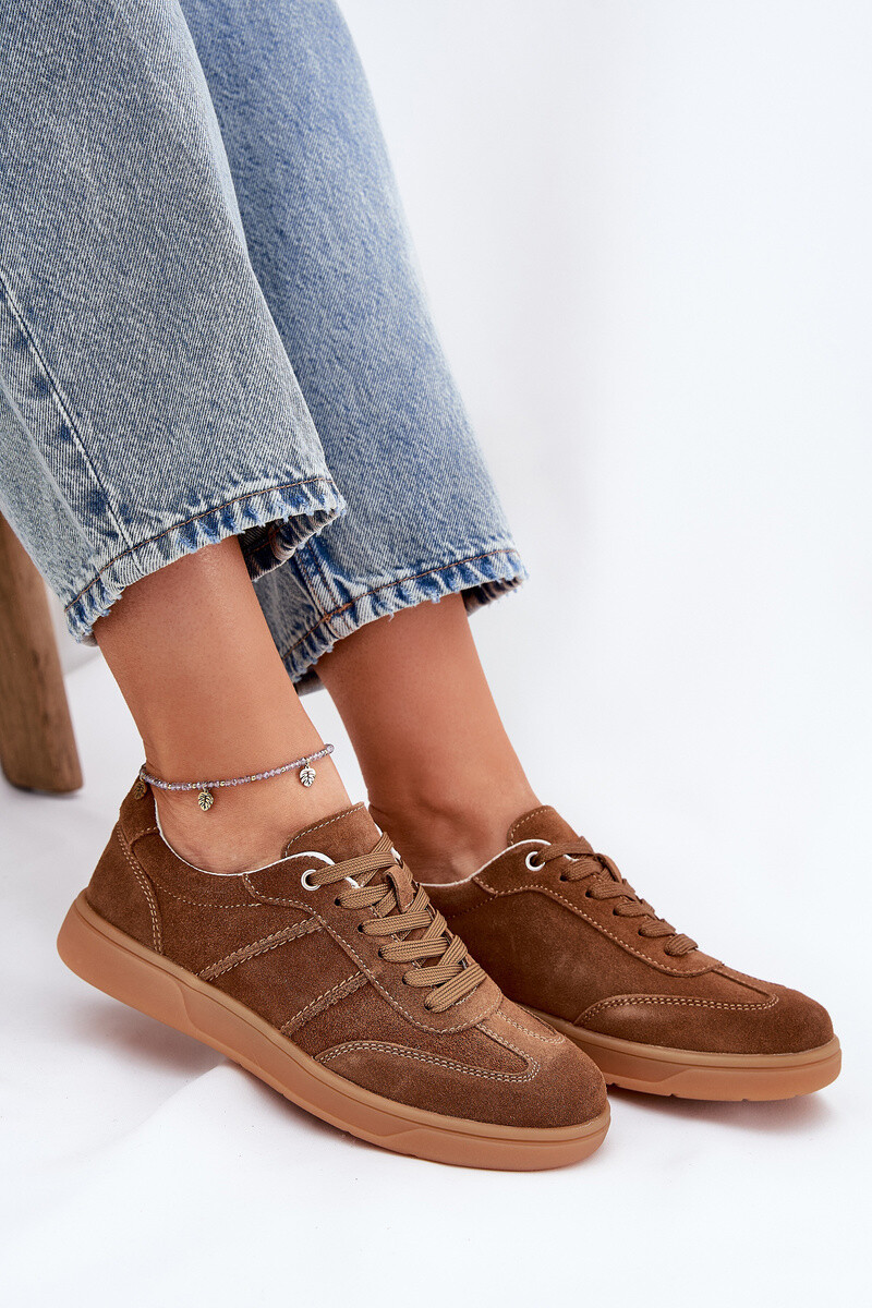 EVENTO Hnedé Nízke Sneakers Z Semišu Pre Ženy Paliana