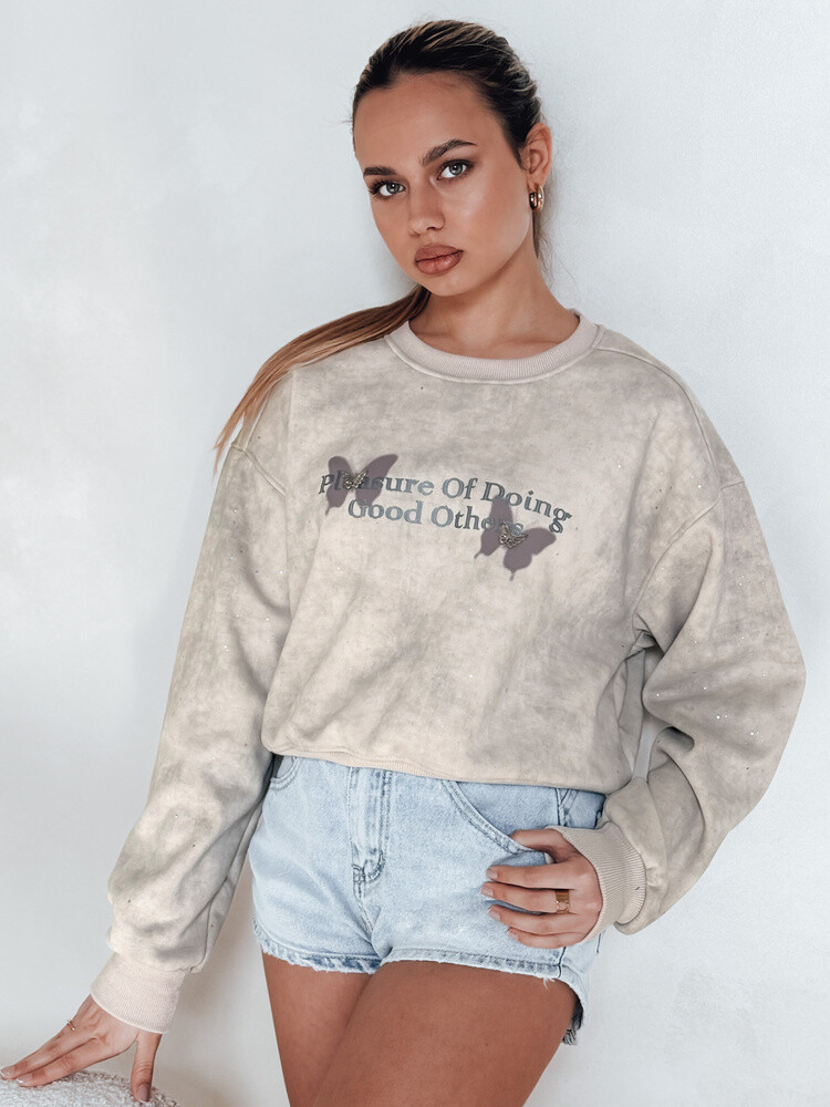 Bluza damska oversize tie-dye w motyle SPARKI szara Dstreet