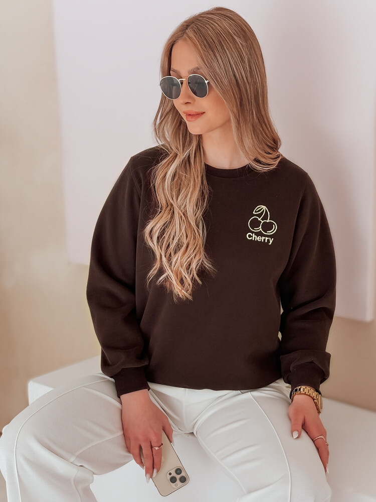 Bluza damska oversize z haftem CHERSOFT brązowa Dstreet