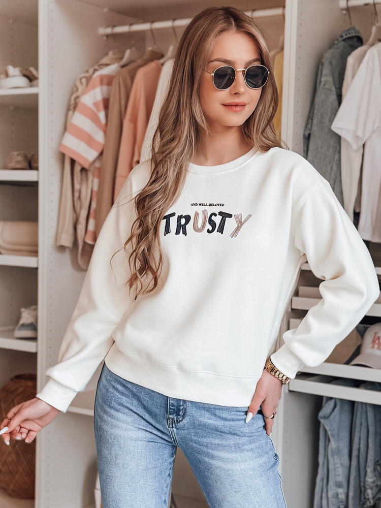 Bluza damska oversize z haftem SOFTRUS ecru Dstreet