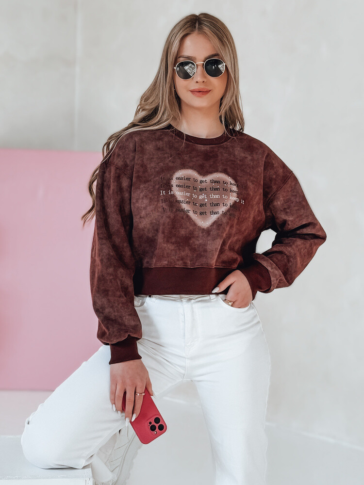 Bluza damska oversize tie-dye z sercem DESSER bordowa Dstreet