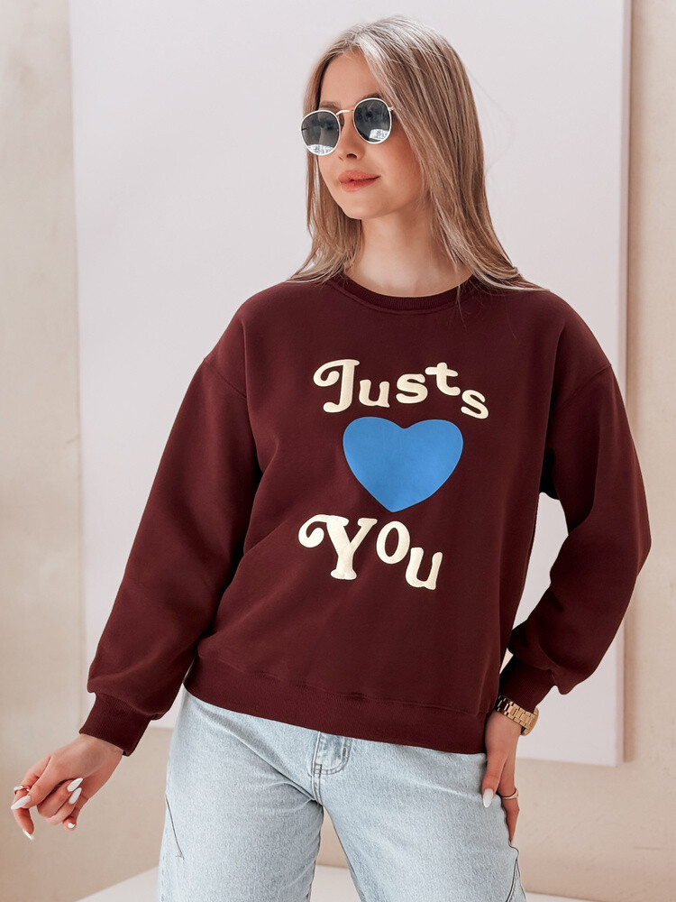 Bluza damska oversize z nadrukiem FEELME bordowa Dstreet