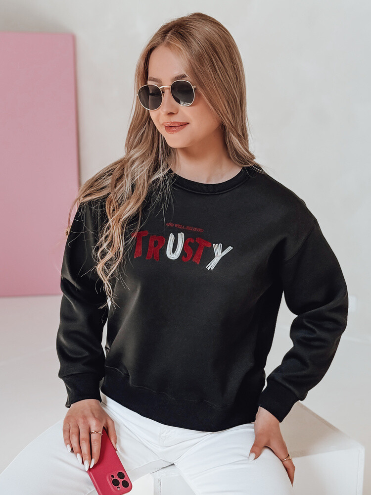 Bluza damska oversize z haftem SOFTRUS czarna Dstreet