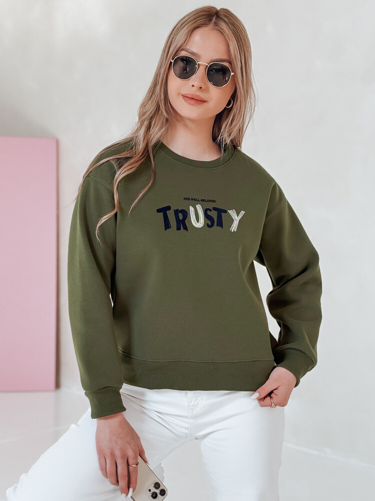 Bluza damska oversize z haftem SOFTRUS zielona Dstreet
