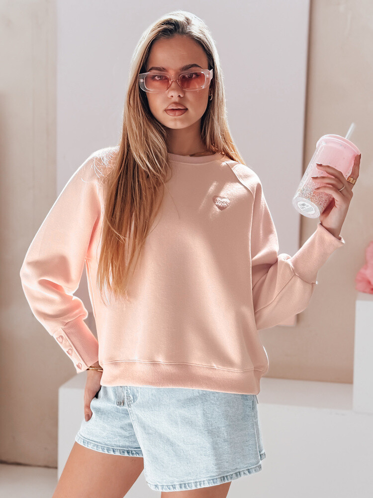 Bluza damska oversize z sercami LOVELISA różowa Dstreet
