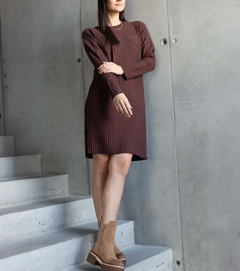 marka niezdefiniowana Brown shimmering midi dress Kadyra
