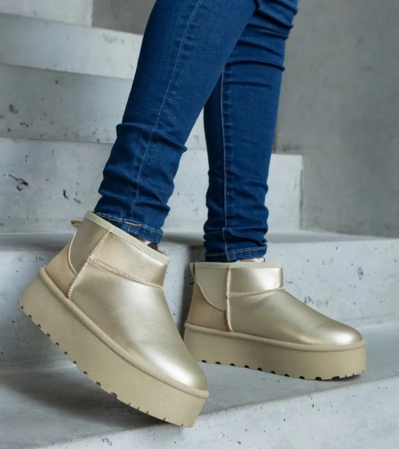 marka niezdefiniowana Lianda gold low platform snow boots