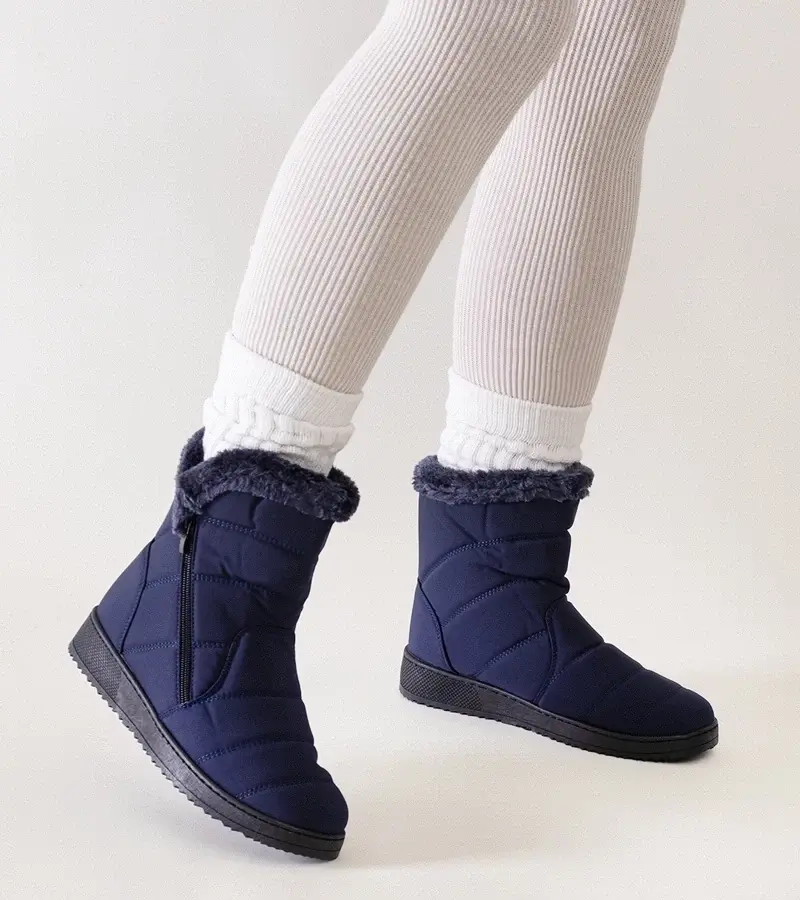 marka niezdefiniowana Navy blue snow boots decorated with Khit fur