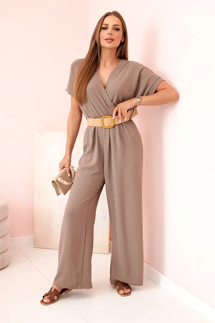 Kesi Włoski Overal s ozdobným opaskom v páse fango